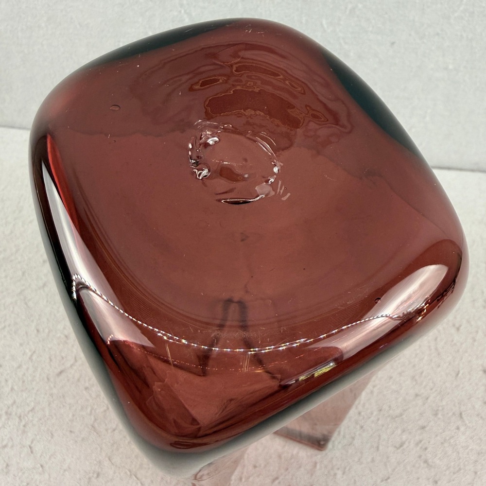 Blenko 8813M Art Glass Paper Bag Vase Amethyst Purple Signed 2018 10" MCM - Picture 7 of 13